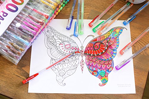 Zenacolor 100 Gelschreiber Gelstifte Set mit Etui – Extra großes Set – 100 einzigartige Farben (keine Duplikate) – mit hochwertiger leicht fließender Tinte – toll für Malbuch für Erwachsene - 8