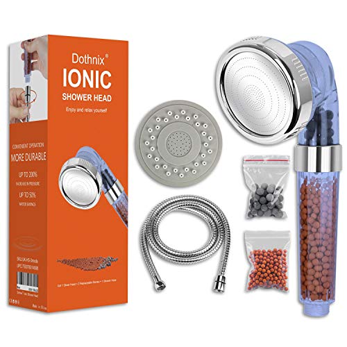 Cabezal de ducha iónico de mano y manguera, ahorro de agua de alta presión, 3 modos, filtro ajustable, cabezal de ducha con filtro de repuesto para agua dura y baja presión de agua