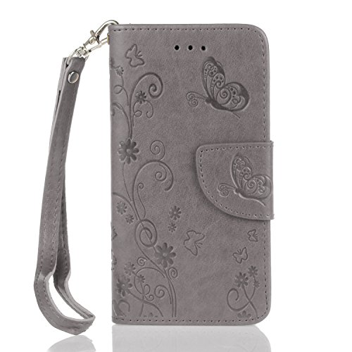 OnePlus 3 / OnePlus 3T Hülle,Cozy Hut ® Schmetterling Series Book Type Slim Fit Soft Silikon Magnetverschluss Schutzhülle PU Leder Hülle Flip Wallet Case Kunst leder Tasche Cover mit Standfunktion und Kartenfächer für OnePlus 3 / OnePlus 3T - grau