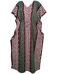 Indiatrendzs Womens Kaftan Nighty Cotton Printed with Draw String in Waist (Chest 56)