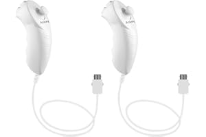 Ankey Nunchuck - Telecomando di ricambio per console Nintendo Nunchuk Wii Wii U, confezione da 2, colore: bianco