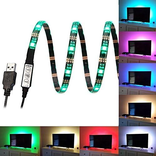 FAS1 RGB LED Strip Mood Lights USB TV Backlight - Adjustable Speed & Brightness - Waterproof 100CM 5V LED Lighting For Televisions, Desktop Computers, Fish Tank, Car Decoration