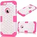 Produktbild GrandEver Defender Schutzhülle für iPhone 6S Plus/iPhone 6 Plus Hülle Hybrid Bumper Weiche Silikon + Hart PC Tasche Backcover Stoßfest TPU Kratzfest Rüstung Handyhülle Hartschale Hardcase Crystal Glitzer Diamant Etui Schutz Case Hardcover (Rose Red und White)