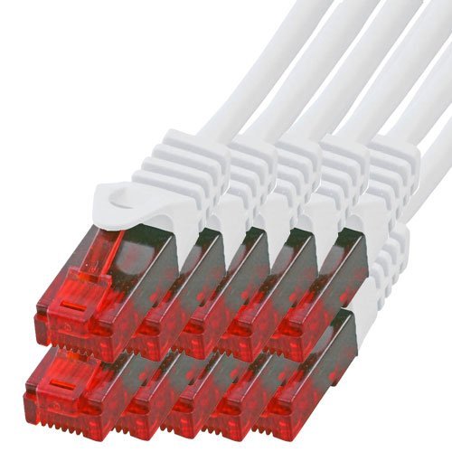 BIGtec - 10 Stück - 0,25m Gigabit Netzwerkkabel Patchkabel Ethernet LAN DSL Patch Kabel weiß ( 2x RJ-45 Anschluß , CAT.5e , kompatibel zu CAT.6 CAT.6a CAT.7 ) 0,25 Meter