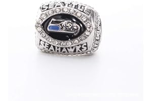 WANZIJING Super Bowl XL-Champion Ring, Seattle Seahawks 2005 NFC Champion Vintage-Rare Sammlerstück Replica Silber Fußball-Meisterschaft Ring-Größe 11,Without Box