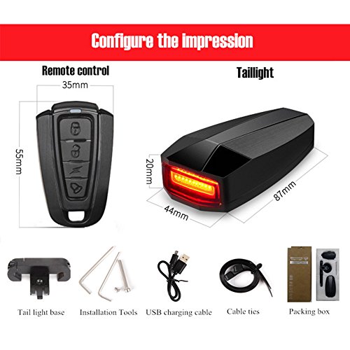 antusi Intelligente Diebstahlsicherung Bike (Fahrrad Rücklicht Alarm LED cyclingwith ACHTUNG Elektrische Bell USB Cable Mountain Zubehör - 6