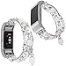Produktbild For Fitbit Charge 2 Armband, lala Pink Luxury Perle Naturstein Elastische Stretch Bead Armband Bands Ersatz Armbänder Band für Fitbit Charge 2 Dekorative Bands Frauen Mädchen (Weiß)