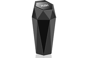 Koorium Stylish Diamond Design Car Bin with Lid Mini, Portable Trash Can for Office, Home, Front of Car Leak Proof Accessories for Clean Ride