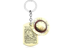 Ansamy Porte-clés One Piece Manga Porte-clés en Métal Luffy Avec Chapeau de Paille Cosplay Cadeau pour Enfants et les Fans d'Anime Argenté 9CM