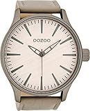 Oozoo Herrenuhr mit Lederband 51 MM Taupe/Taupe C8277