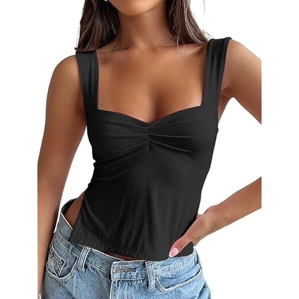 EFAN Womens Tube Tops Fall Fashion Summer Outfits 2025 Casual Beach Vacation Clothes Sweaters Strapless Sleeveless Tank Tops, Black, L