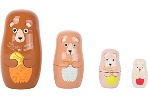 Small Foot 10621 Matrjoschka - Figuras de Oso de Madera en Cuatro tamaños y Colores Diferentes, enseñan la coordinación Ojo-Mano y Son adecuadas como decoración