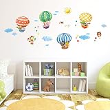 Decowall DA-1406B Tiere Heißluftballons Wandsticker Wandaufkleber Wandtattoo Kinderzimmer