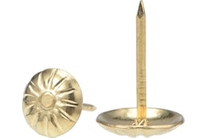 TA-VIGOR 100 Pcs Upholstery Tacks Pins, Upholstery Nails, Decorative Furniture Nails & Thumb Tacks for Sofa Chair Bed Antique Upholstery Studs - 11x16mm (Gold)