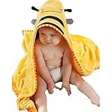 Buytra Kids Bath Towels Cute Animal-Shaped Hooded Cotton Bathing Wrap Blanket(Bee)