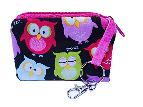 Preisvergleich Produktbild Schlüsseletui Tasche Mäppchen "Eulen auf schwarz" Dots Pink Damen Geschenk Schlüsseltasche süß Schlüsselmäppchen owl