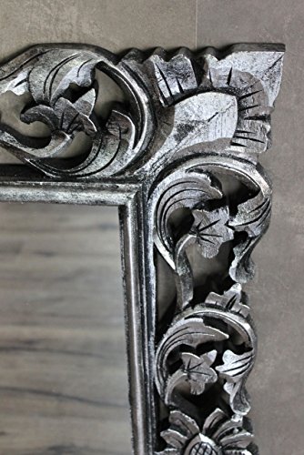 Naturesco Hübscher Barockspiegel silber antik Hoch- und Querformat 100cm x 70cm - 4