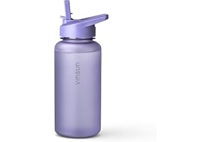VINSUN Butelka do picia 1 l ze słomką – tritan, bez BPA, zabezpieczona przed wyciekiem, lekka do fitnessu, siłowni, podróży, szkoły i sportu, fioletowa