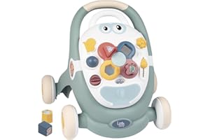 Smoby - Little Smoby - Trotty 3 en 1 - Trotteur Bébé - Aide à la Marche - Tablette d'Activités - Poussette - Dès 12 Mois - Fabriqué en France - 140304