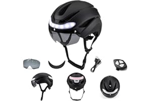 Joyyko Helmet Bike Adult with Usb Rechargeable Led with Remote Control Front and Back Light Road Bicycle Helmets Bike Helmet for Men Women Removable Goggle Cycling Helmet Suitable