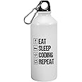 Happu - Printed Aluminium Sipper Bottle, For Coders, Programmers, Eat Sleep Coding Repeat, Gift for Coding Professionals, Gift for Students, Aspirants, Computer/Software Engineers, 3819-AB-600