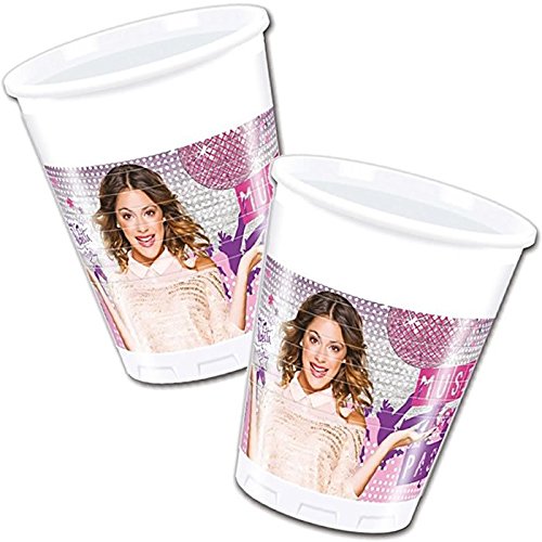 101-teiliges * VIOLETTA GOLD * PARTY SET für Kindergeburtstag: mit Teller, Becher, Servietten, Einladungen, Partytüten, Tischdecke, Luftschlangen, Luftballons // Mottoparty Disney Sängerin rosa - 3