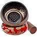Rovtop tibetische Klangschale Set aus Nepal für Meditation, Gebet, Yoga und Heilung mit Holz Sturm aus Mahagoni und Hand genäht Kissen