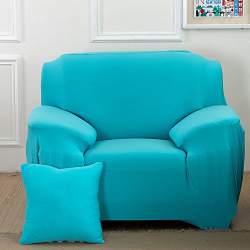 Sofa Bezug 1 2 3 4-Sitzer-Stoffüberwurf, Schonbezug, elastischer Überwurf für Sofa, Sessel, Couch zum Schutz, Farbe: pure, blau, 1 Seater:90-140cm
