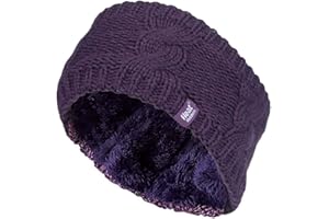 Heat Holders - Damen outdoor gestrickt strick thermo winter stirnband mit innen fleece (One Size, Violett)
