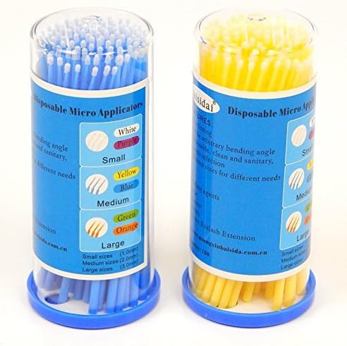 200 Pcs Disposable Micro Brushes Cotton Swab Applicators Tube for Eyelash Extension Glue Removal Lashes Graft Tools S / M / L Size for Choose (M (2.0mm head)) by RY