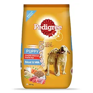 Pedigree Puppy Dry Dog Food, Meat & Milk, 20kg Pack