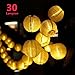 Produktbild Solar Outdoor Lichterkette, Genmer Solar Lichterkette Lampion Warmweiß 6.5 Meter 30 LEDs, Laterne Wasserdichte Gartenbeleuchtung als Innenbeleuchtung und Außenbeleuchtung, Solarbetrieben Lampions Laterne Lichterkette Weihnachten Party Dekoration für Garten, Terrasse, Hof, Haus, Hochzeit, Feiern - Warmweiß