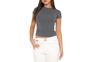 KUKEYIEE Camiseta Básica Slim Fit para Mujer Top Manga Corta Y2K Tops TikTok Influence Crop Top Club Party Streetwear