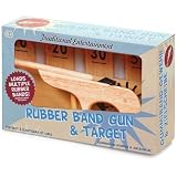 Holz Elastisches Gummi Band Pistole Waffe & Ziele Schieß Spiel Spielzeug Groß
