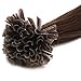 Yotty Double Drawn Remy Human Hair Extensions Pre-Bonded Keratin U Tip Nail Tip Hair 1g/s (18Inch50S, Dark Brown)