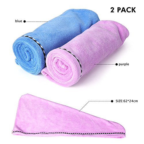 confronta il prezzo Asciugamano Capelli Turbante Bottone in Microfibra, Asciugatura Rapida per Capelli Umidi, Telo Doccia Bagno per Capelli (2 pezzi, blu e viola) - Duomishu miglior prezzo