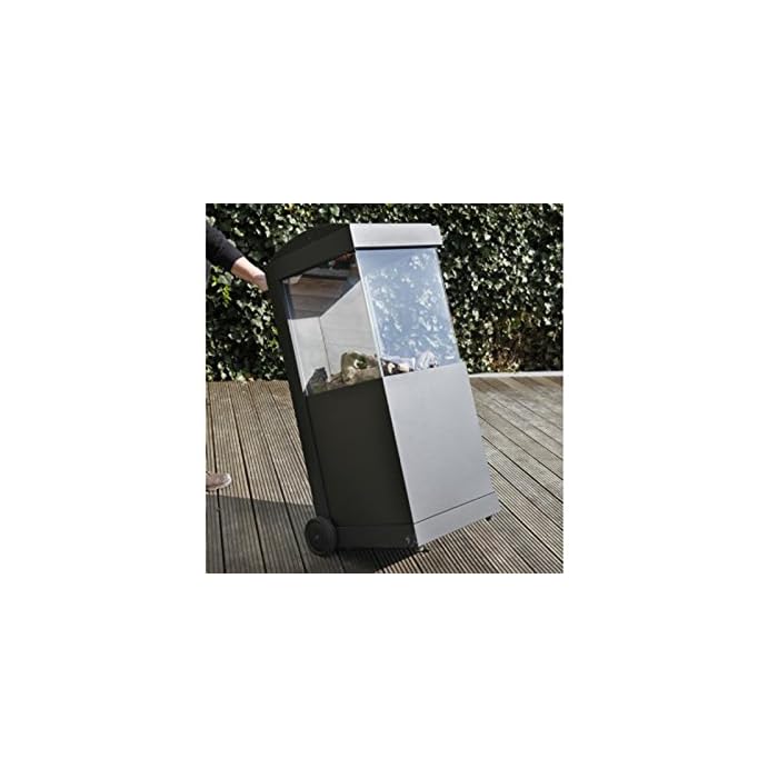 FABER Gartenkamin theBUZZ in Schwarz mit Rädern, Outdoor-Kamin inkl