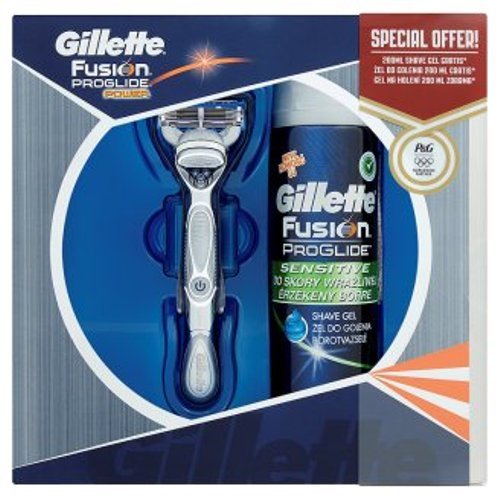 Gillette Fusion Proglide Silvertouch Power Razor Gift Set - Includes 200ml Gel