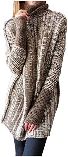 Issza Women's Long Sleeve Turtleneck Winter Loose Sweater Knit Jumpers Pullover Casual Thumb Hole