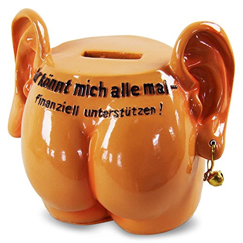 HC-Handel 914698 Spardose Arsch mit Ohren mit Schloss Scherzartikel 12 cm - 2