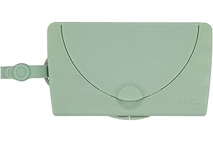 Ubbi On-The-Go Baby Wipes Dispenser, Portable Wipes Contianer for Travel, Diaper Bag Accessory Must Have for Newborns, Reusable Wipes Holder, Sage Green
