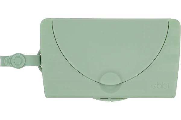 Ubbi on-The-Go Baby Wipes Dispenser, Portable Wipes Container for Travel, Nappy Bag Accessory Must Have for Newborns, Reusable Wipes Holder, Sage Green