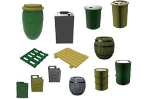 KILOKITS 1/72 52 PZ Militare Benzina Barili Taniche Accessori Pallet Plastica Non Verniciato Modello Kit Serbatoio Diorami