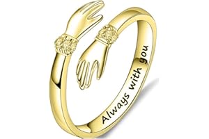QKEPCY Anello di Abbraccio Argento 925 Hug Ring Donna Anello “Come to my arm”, Regolabile a Forma di Abbraccio Regolabile Anello Aperto per le Donne Matrimonio Promessa Sposa Bande Anello