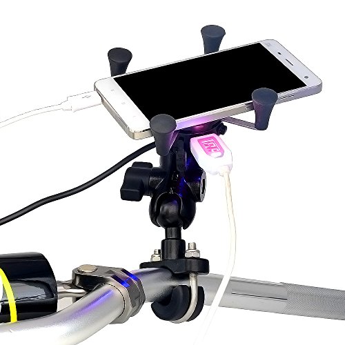 TR Turn Raise Aluminio Moto Soporte de Montaje con 2 1A Cargador USB Toma para Tel  fono M  vil DE 3 5 a 6 Pulgadas  GPS