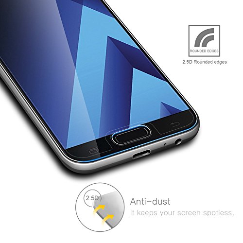  2-Unidades Protector de Pantalla de Vidrio Templado para Samsung Galaxy A5 2017 Screen Protector  Leathlux  2-Pack  Anti-golpes Cristal Vidrio Templado Premium Anti-huella 3D Touch Ultra Transparente Tempered Glass Para Galaxy A5 2017  Dureza de Grado 9H 