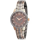 JOBO Damen Armbanduhr Quarz Analog Titan bicolor Mit SWAROVSKI® ELEMENTS Datum