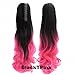 FESHFEN 22" 170g Hair Piece Pony Tail Ponytail Hair Extensions Hairpiece Long Straight/Voluminous Curled Wavy Clip In/On Claw Ponytail Two Tone Black to Pink