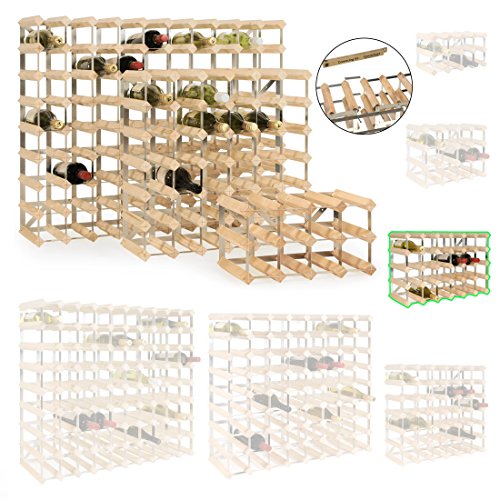 Weinregal / Flaschenregal System TREND, für 30 Fl., Holz Kiefer natur, komplett montiert, stapelbar / erweiterbar - H 42 x B 61,2 x T 22,8 cm