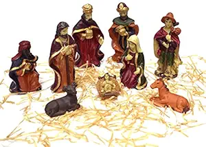 Asian Hobby Crafts Three Kings Gifts Real Life Nativity Set 9 Pcs : Box Size 8.5 X7.5 Inches